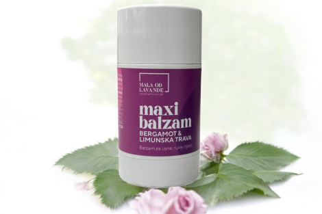 Prirodni maxi balzam za usne, lice i ruke – s bergamotom i limunskom travom. Njeguje, štiti i miriše. Pogodan i za djecu.